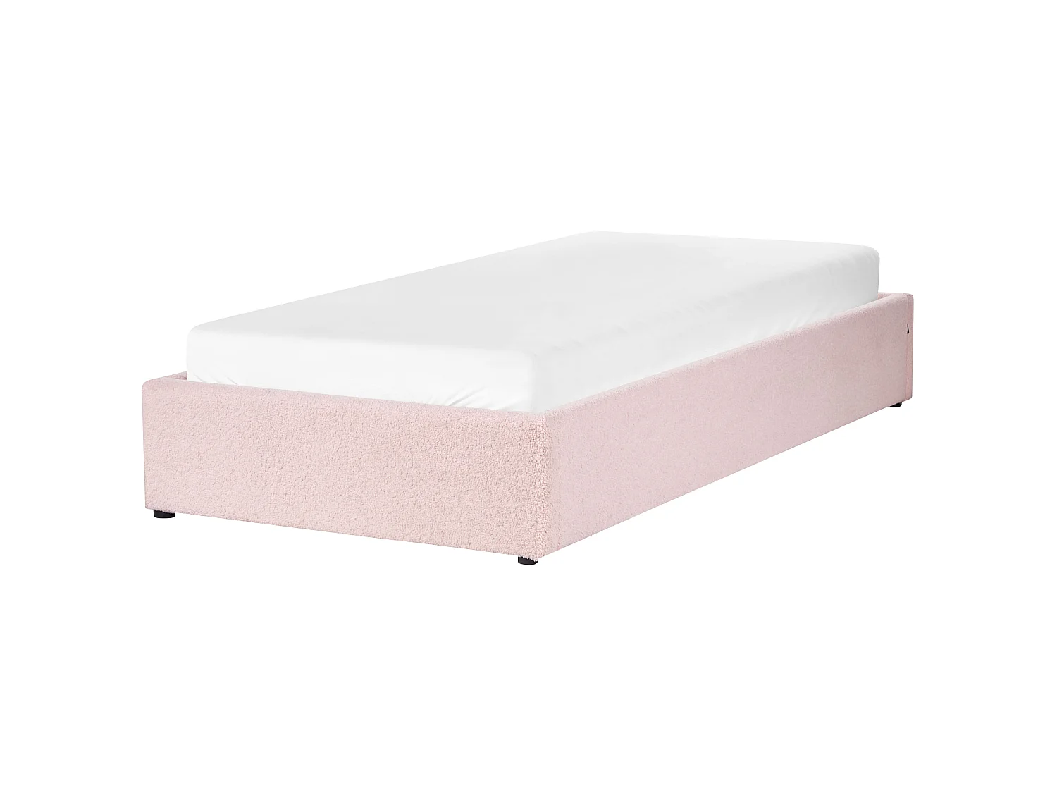 Polsterbett Bouclé pastellrosa mit Bettkasten hochklappbar 90 x 200 cm DINAN