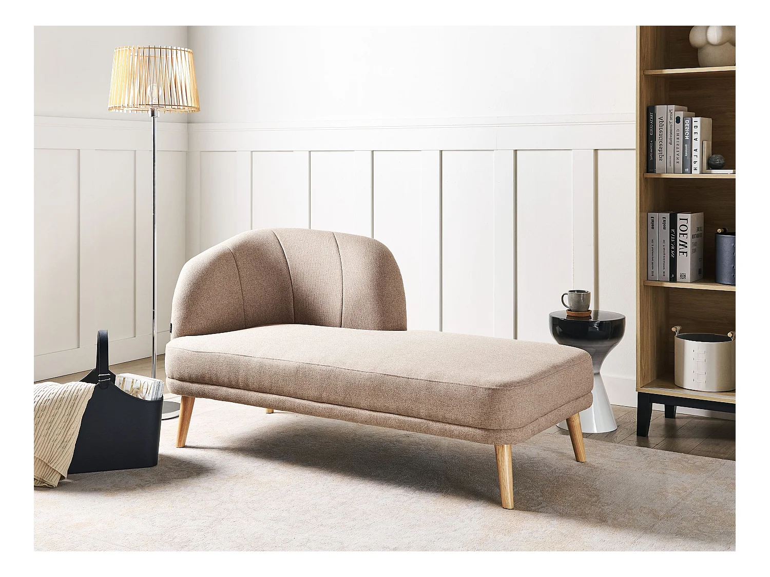 Chaise longue côté droite TANLAY Tissu Marron clair