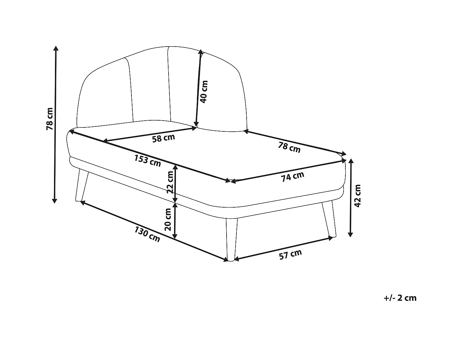 Chaise longue côté droite TANLAY Tissu Marron clair