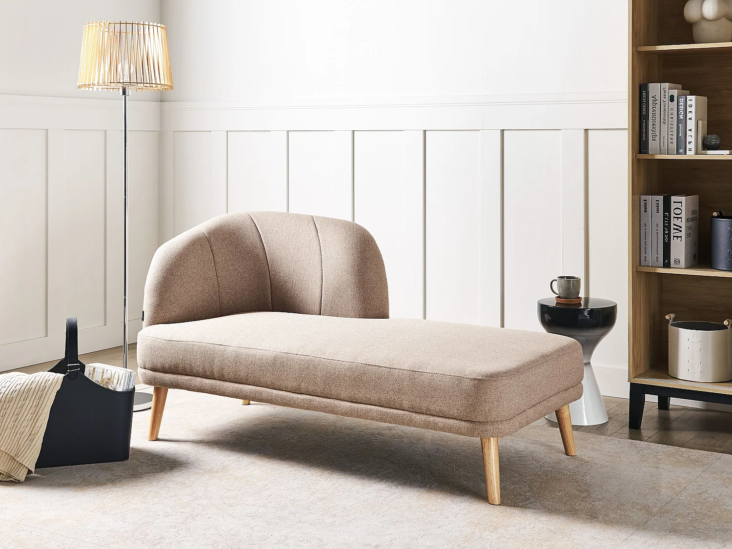 Linksseitige Chaiselounge TANLAY Stoff Hellbraun