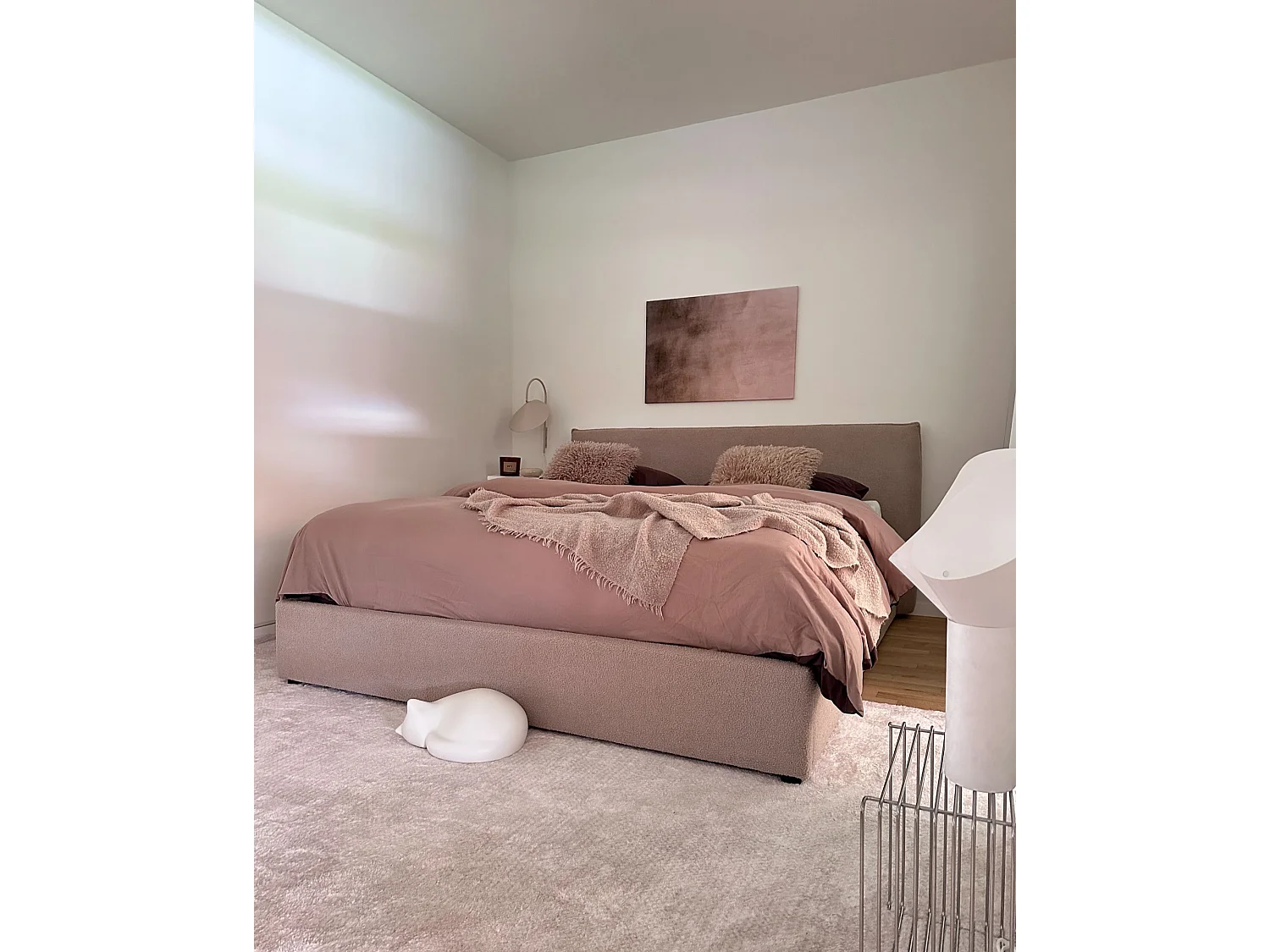 Lit avec sommier Bouclé LAVAUR 180 x 200 cm Taupe