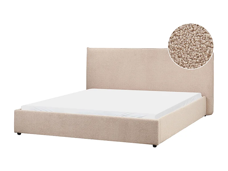 Bed Bouclé LAVAUR 180 x 200 cm Taupe