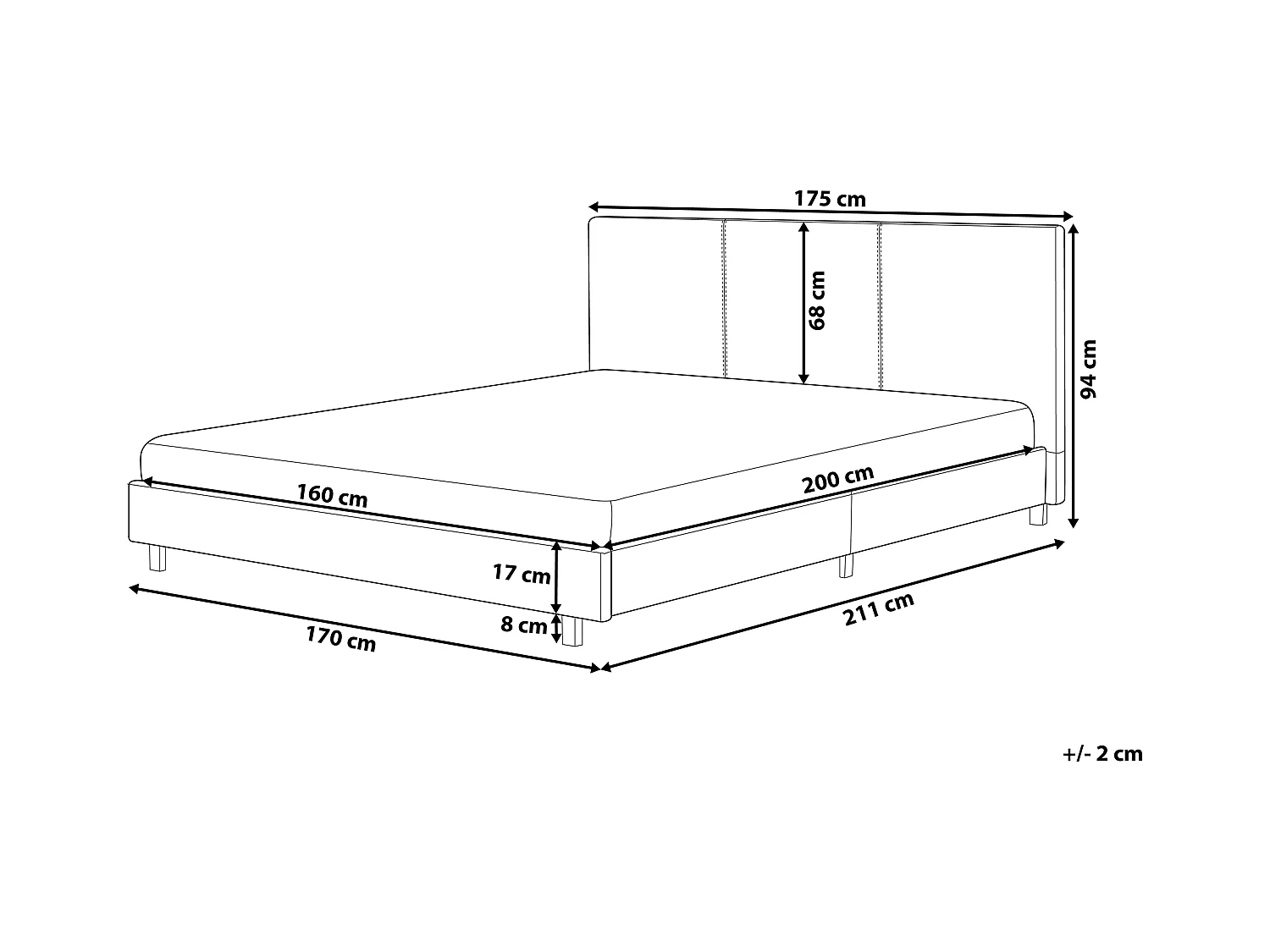 Bed Bouclé ALBI 160 x 200 cm Gebroken wit