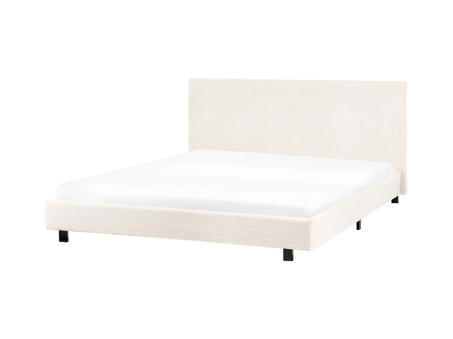 Bed Bouclé ALBI 160 x 200 cm Gebroken wit
