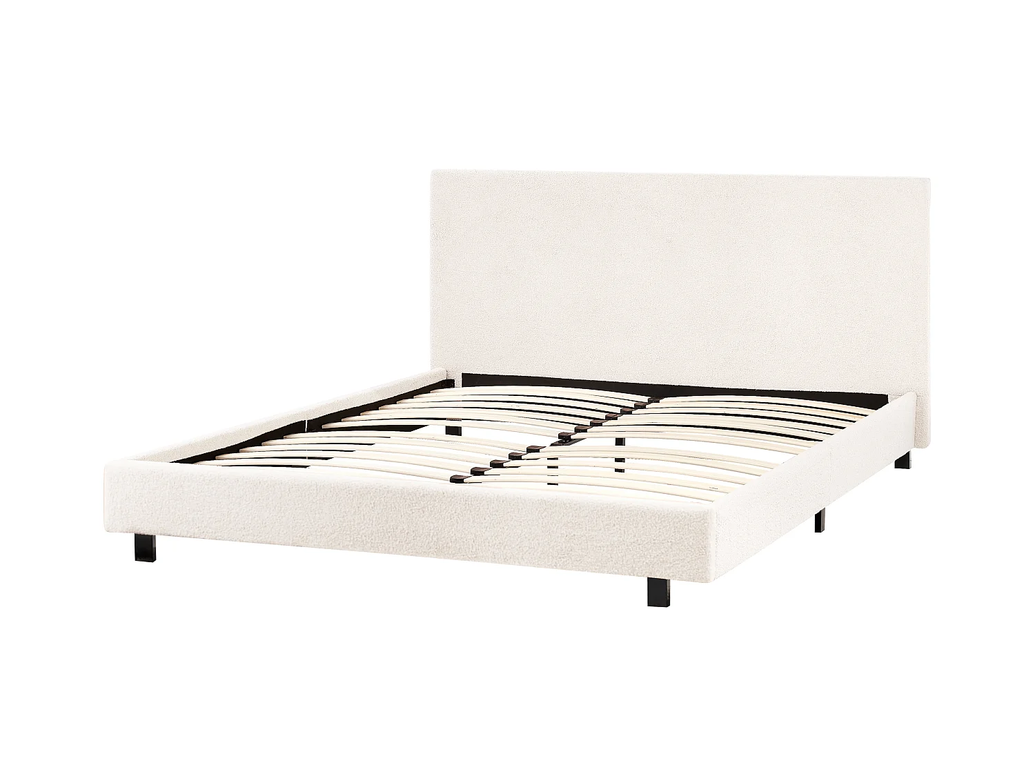 Bed Bouclé ALBI 160 x 200 cm Gebroken wit