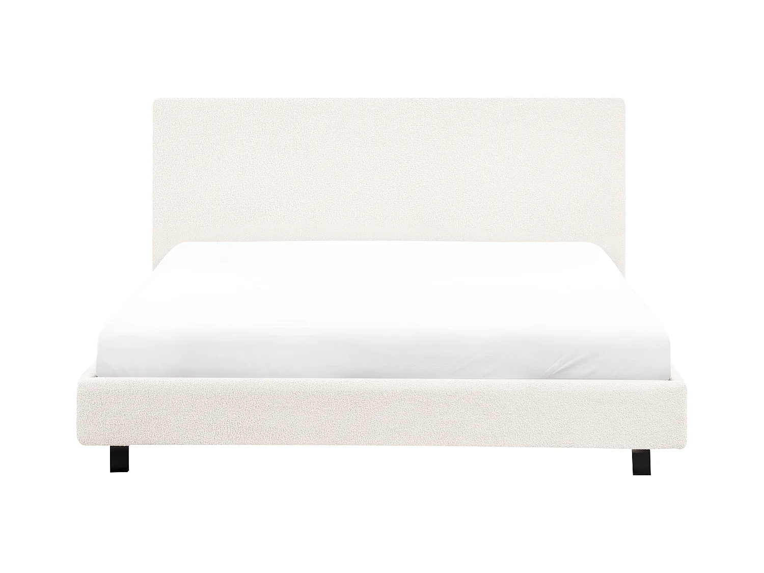 Bed Bouclé ALBI 160 x 200 cm Gebroken wit