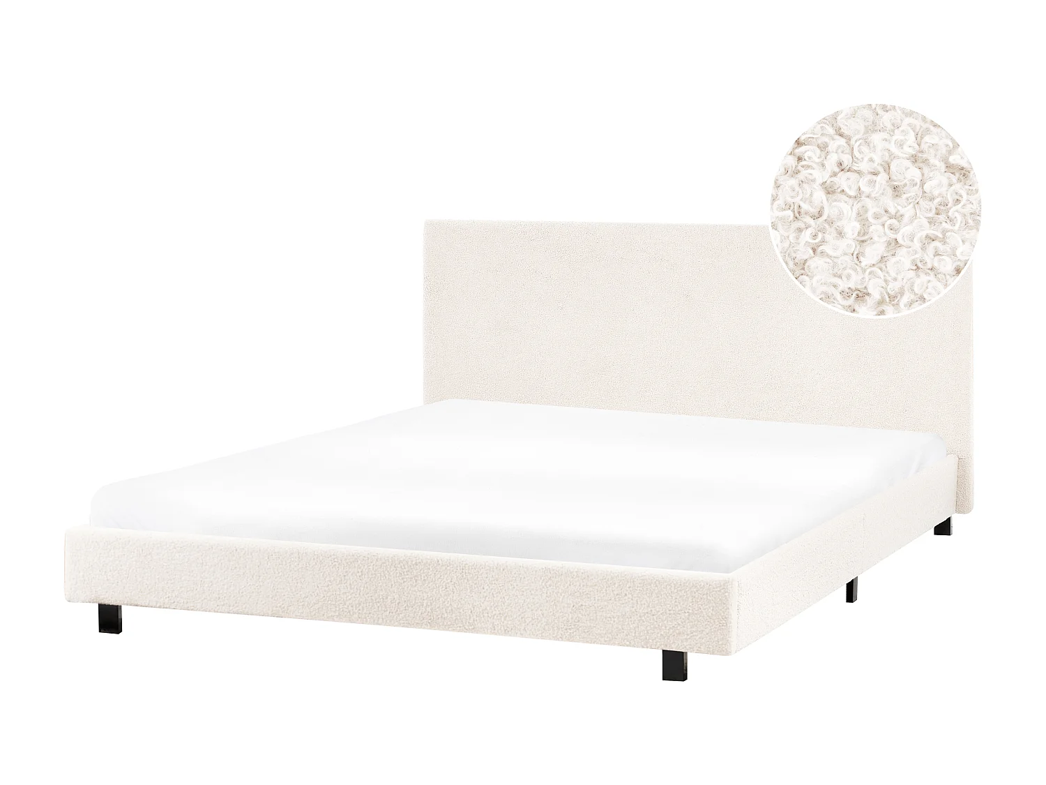 Lit avec sommier Bouclé ALBI 160 x 200 cm Blanc cassé