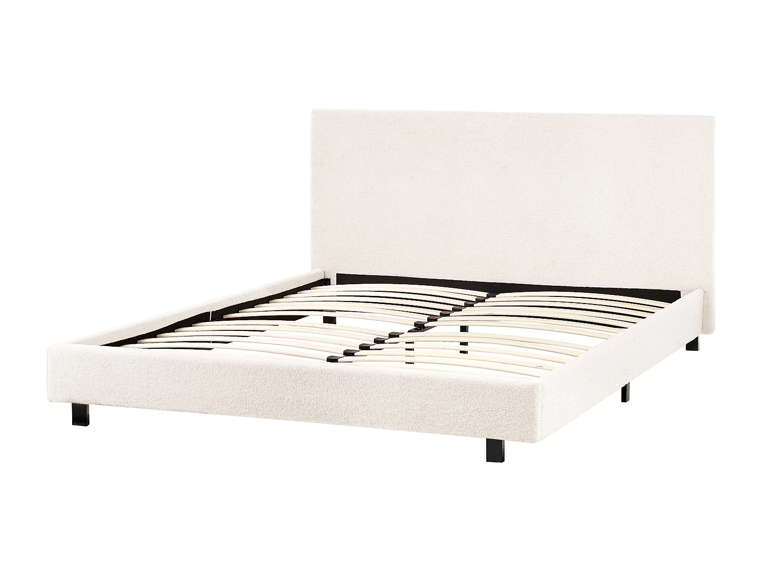 Bett mit Lattenrost Bouclé ALBI 160 x 200 cm Cremeweiss