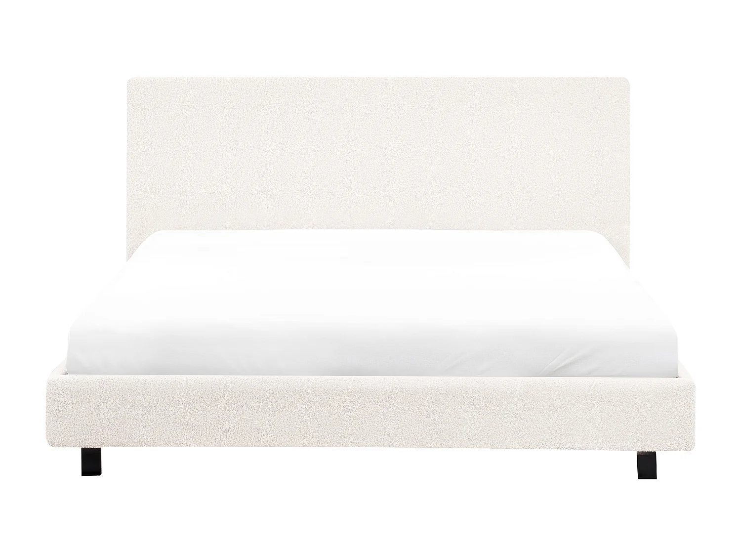 Bett mit Lattenrost Bouclé ALBI 160 x 200 cm Cremeweiss