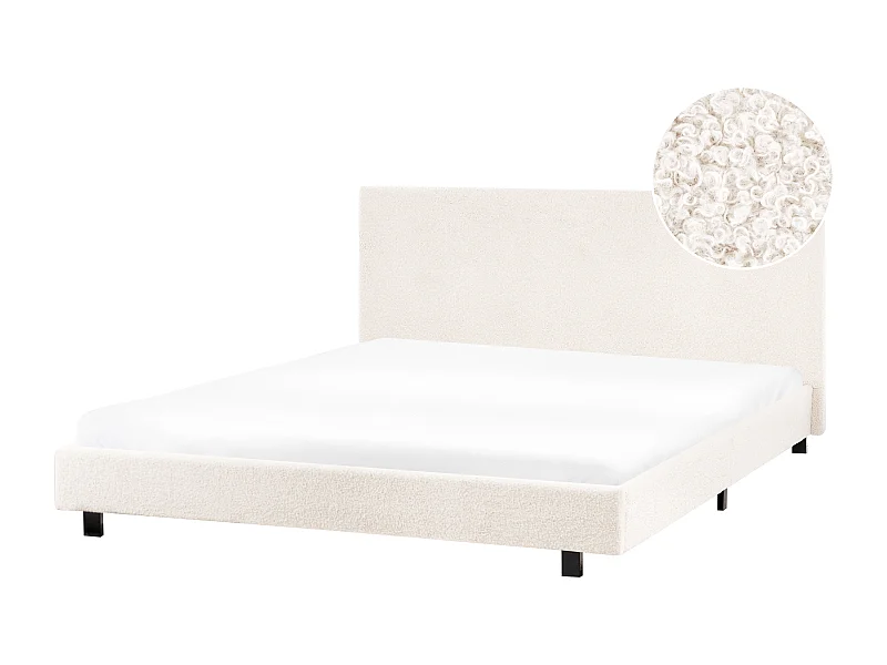 Letto Bouclé ALBI 160 x 200 cm Bianco sporco