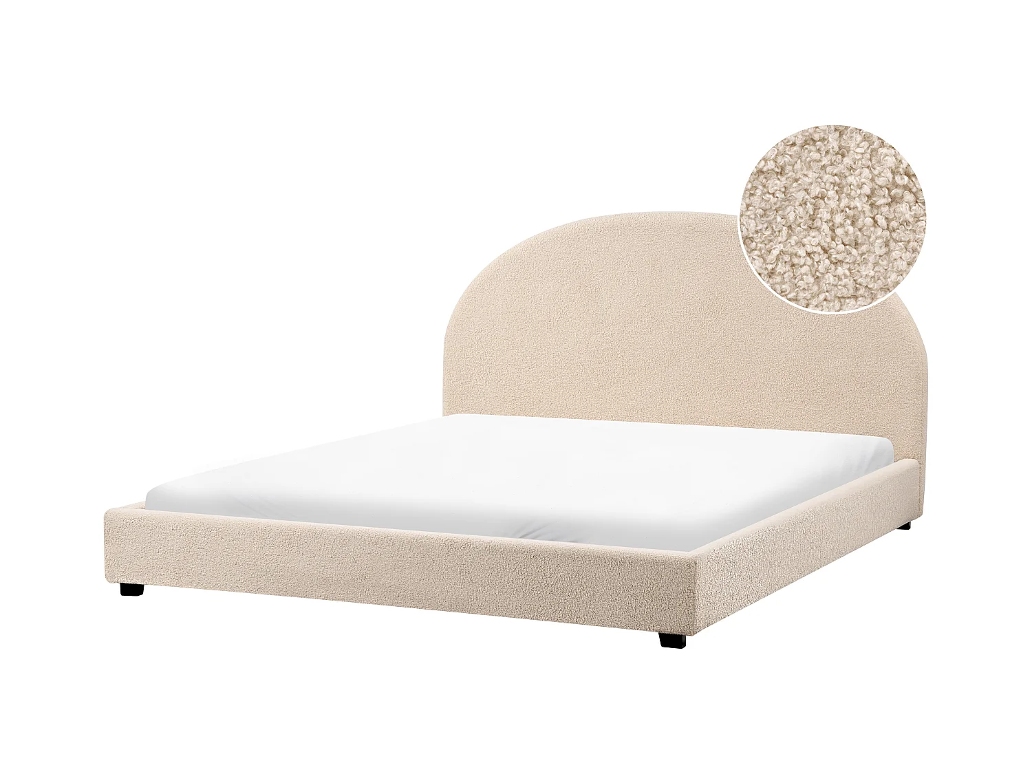 Bett mit Lattenrost Bouclé VAUCLUSE 180 x 200 cm Beige