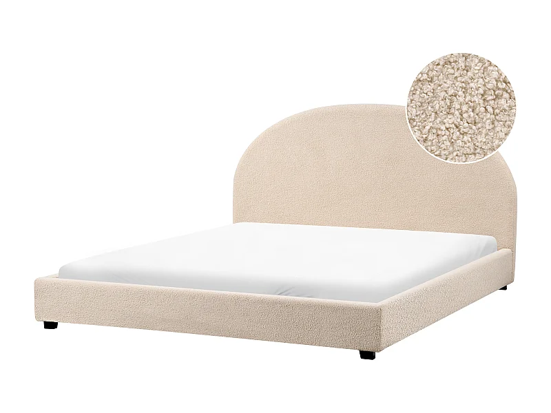 Bett mit Lattenrost Bouclé VAUCLUSE 180 x 200 cm Beige