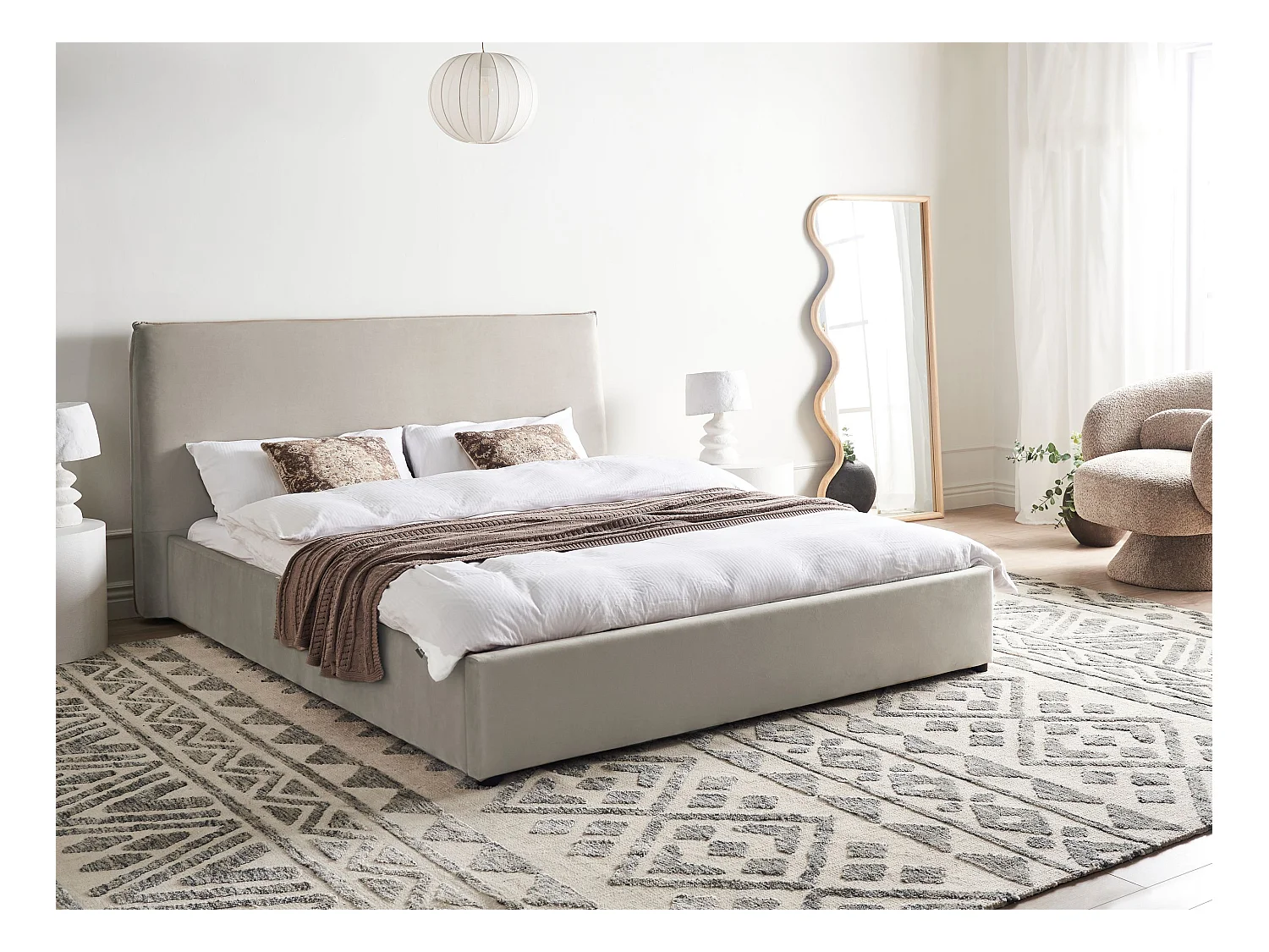 Lit avec sommier Velours LAVAUR 160 x 200 cm Taupe