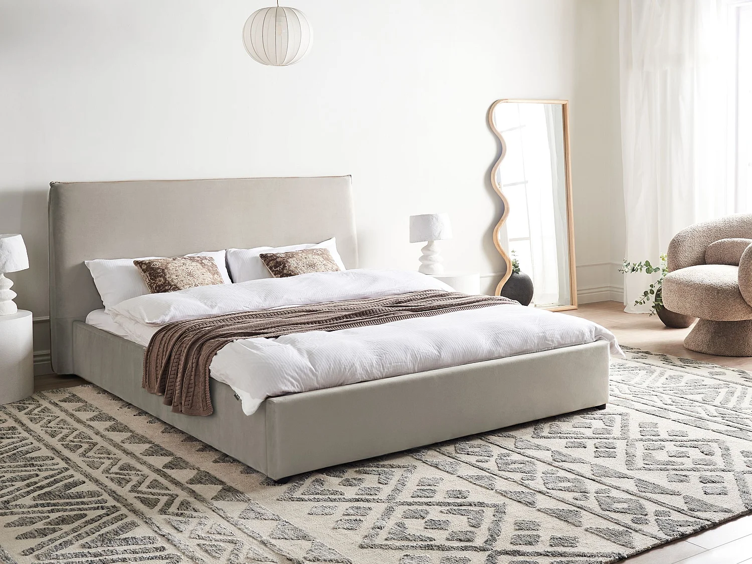 Lit avec sommier Velours LAVAUR 160 x 200 cm Taupe