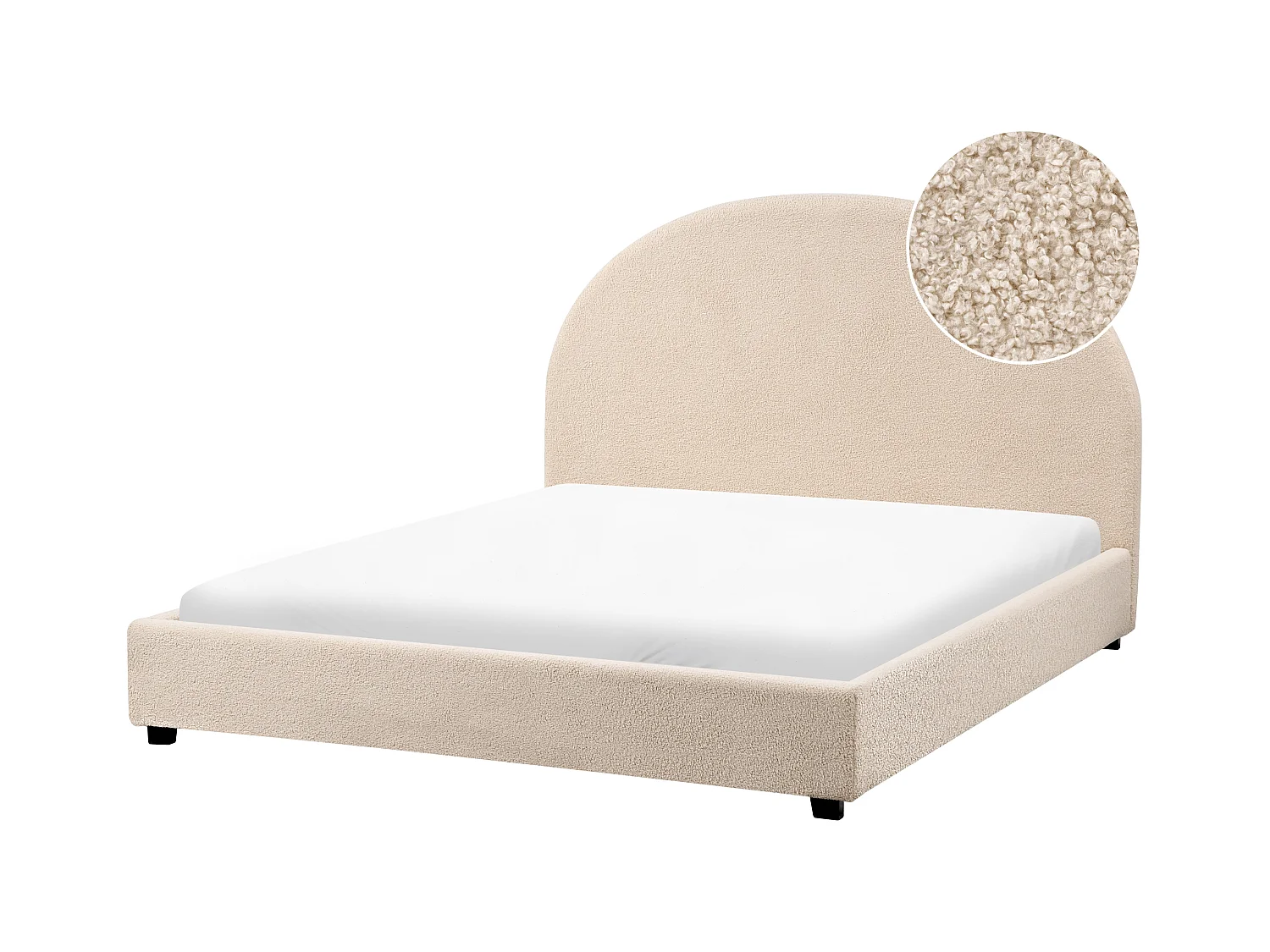 Lit avec sommier Bouclé VAUCLUSE 140 x 200 cm Beige