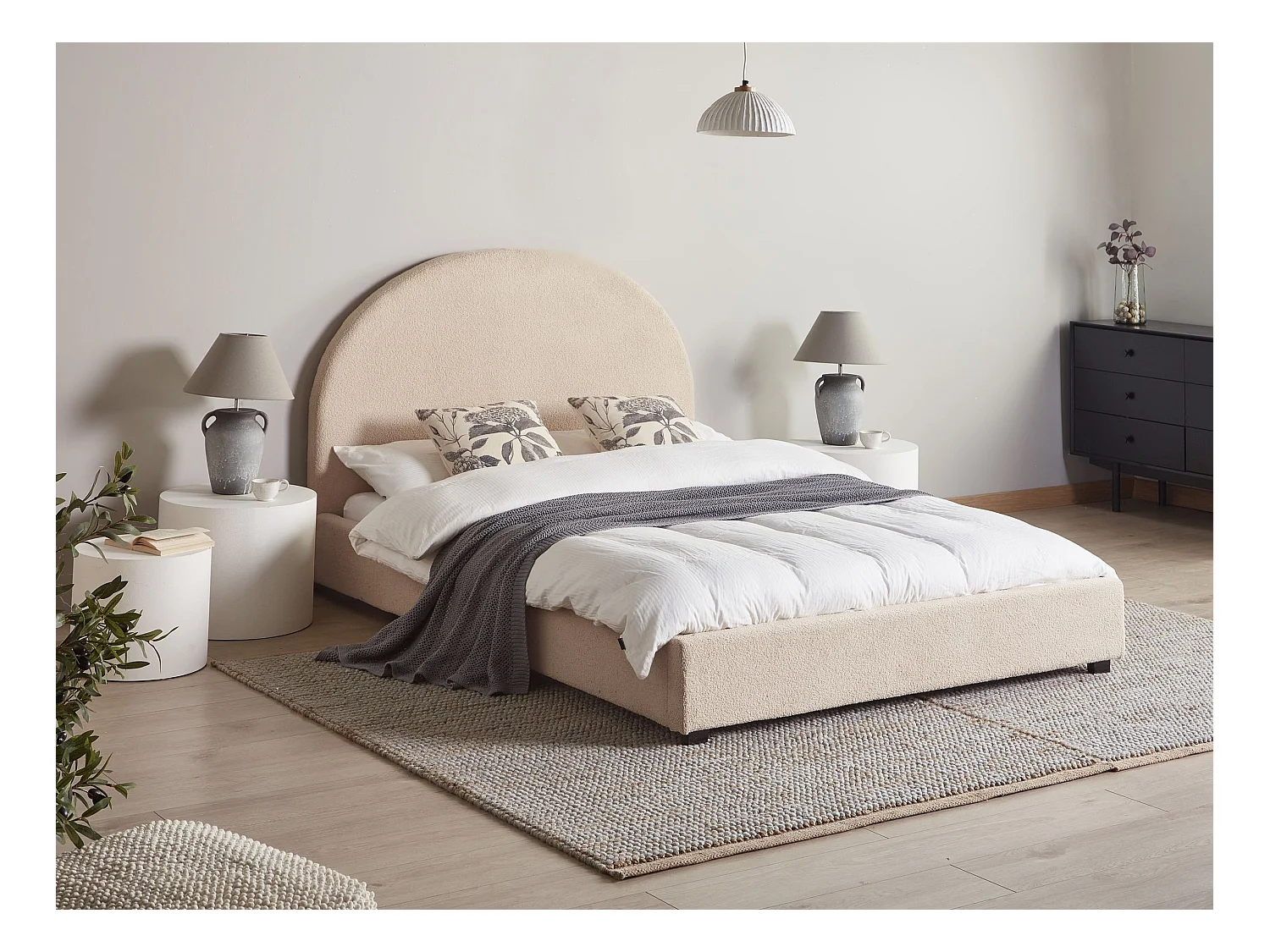 Lit avec sommier Bouclé VAUCLUSE 140 x 200 cm Beige