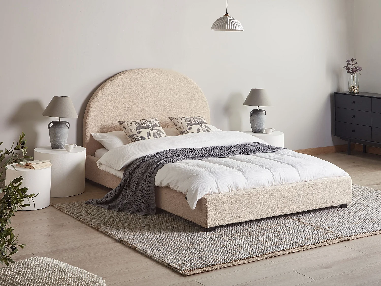 Lit avec sommier Bouclé VAUCLUSE 140 x 200 cm Beige