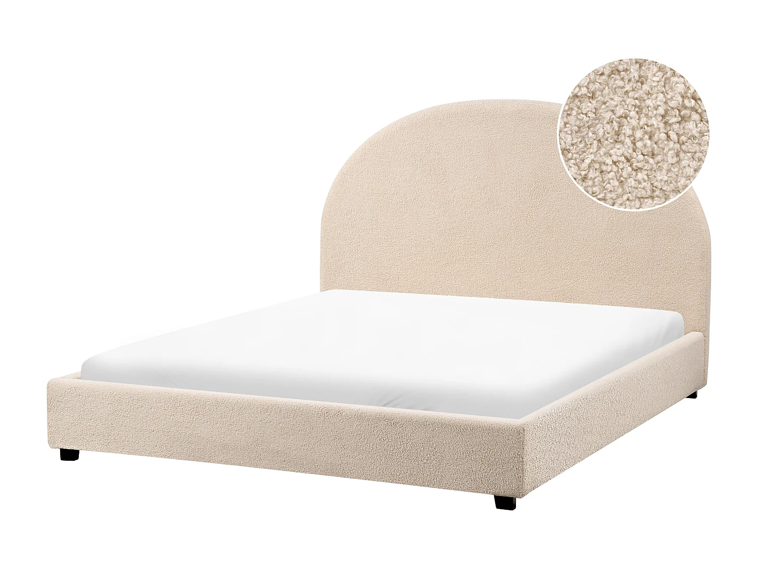 Lit avec sommier Bouclé VAUCLUSE 140 x 200 cm Beige