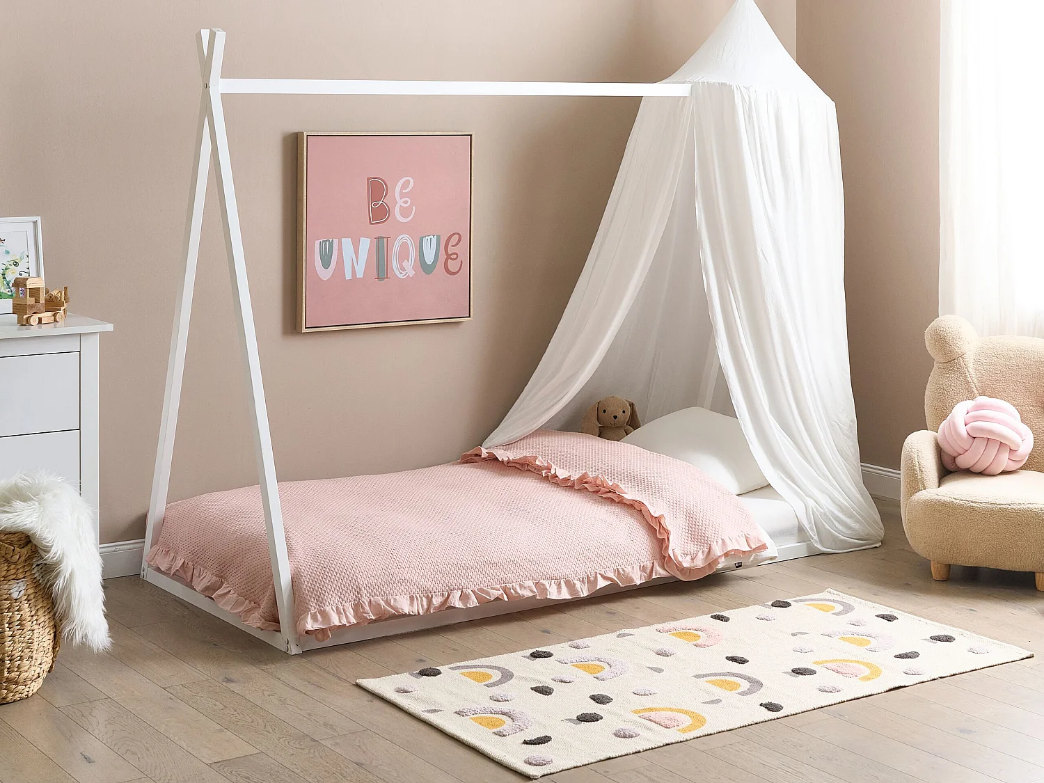 Lit d'enfant Tipi Bois de pin SAURAT 90 x 200 cm Blanc