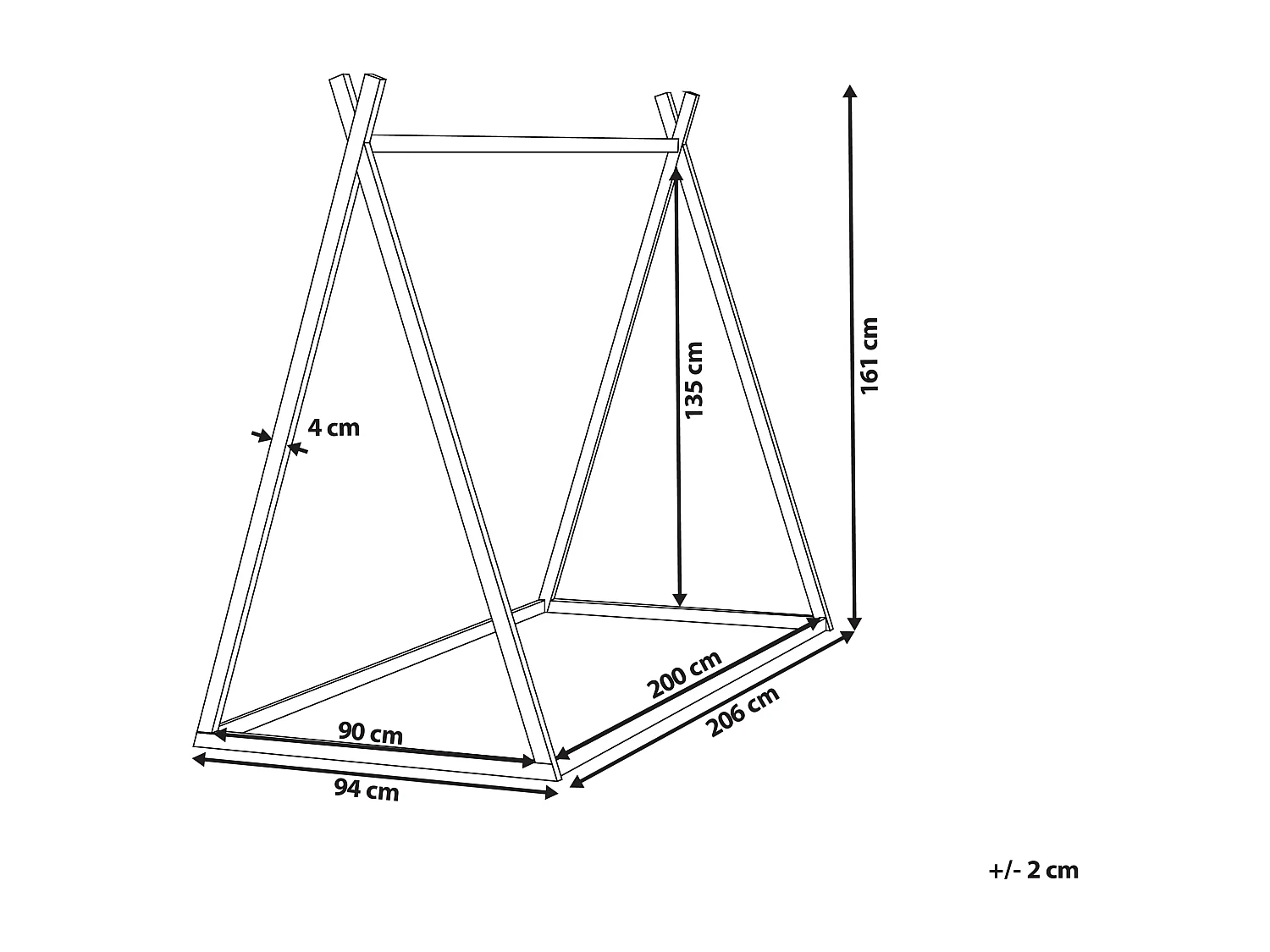 Lit d'enfant Tipi Bois de pin SAURAT 90 x 200 cm Blanc