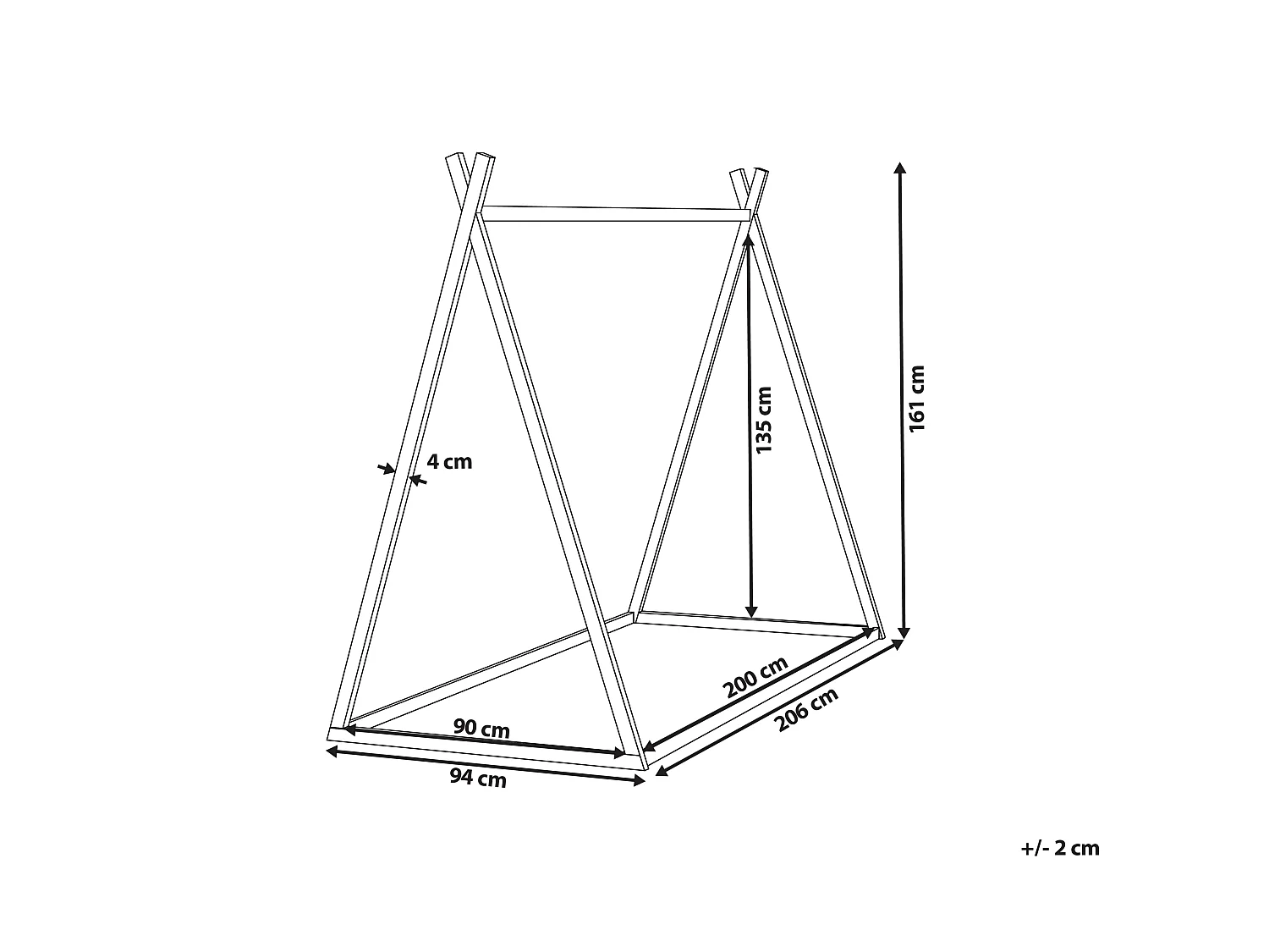 Lit simple en bois 90 x 200 cm blanc SAURAT