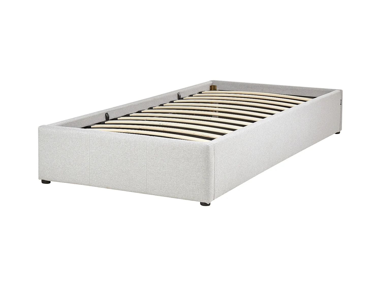 Lit ottoman sans tête de lit Tissu DINAN 90 x 200 cm Gris clair