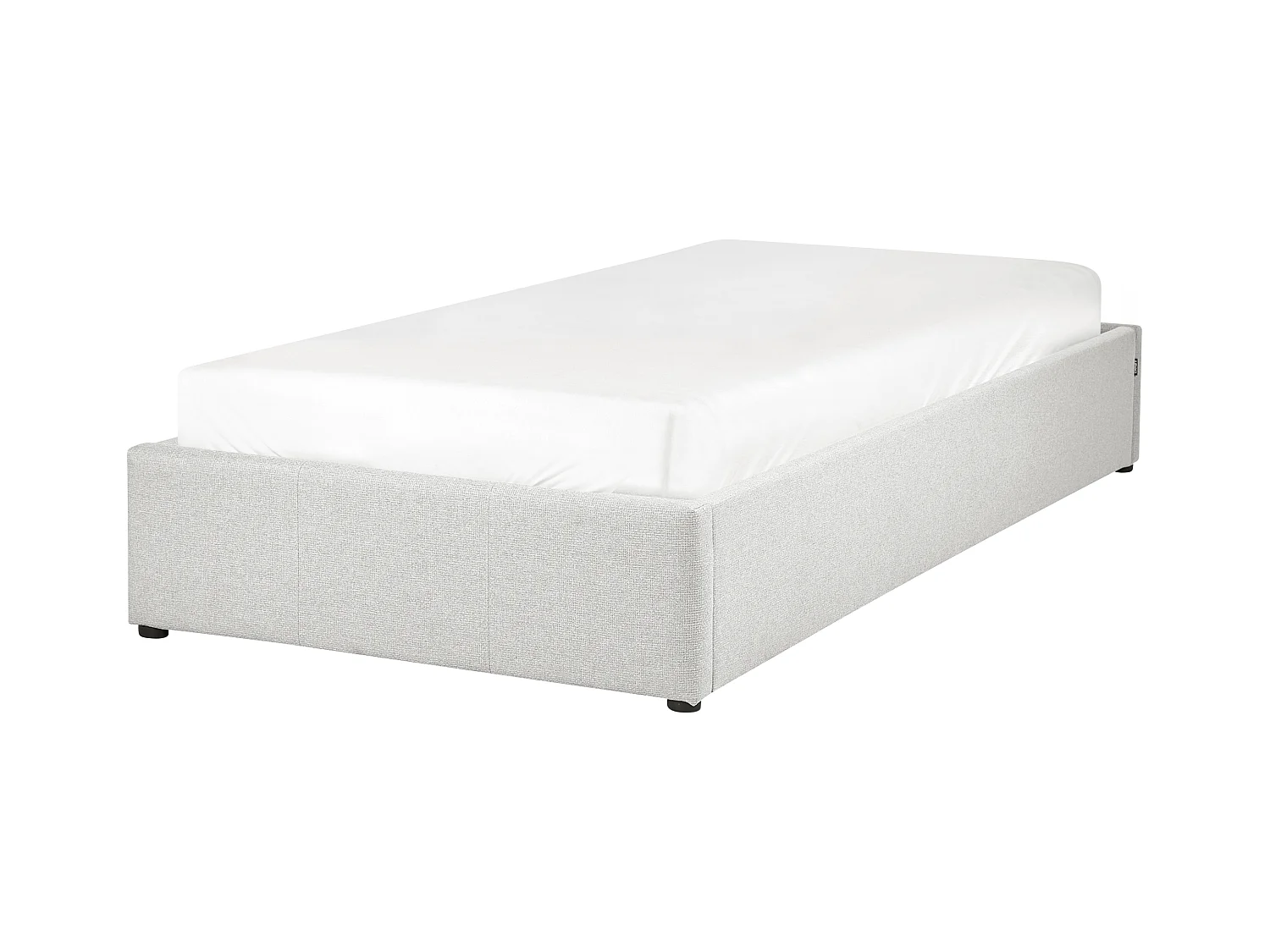 Lit ottoman sans tête de lit Tissu DINAN 90 x 200 cm Gris clair