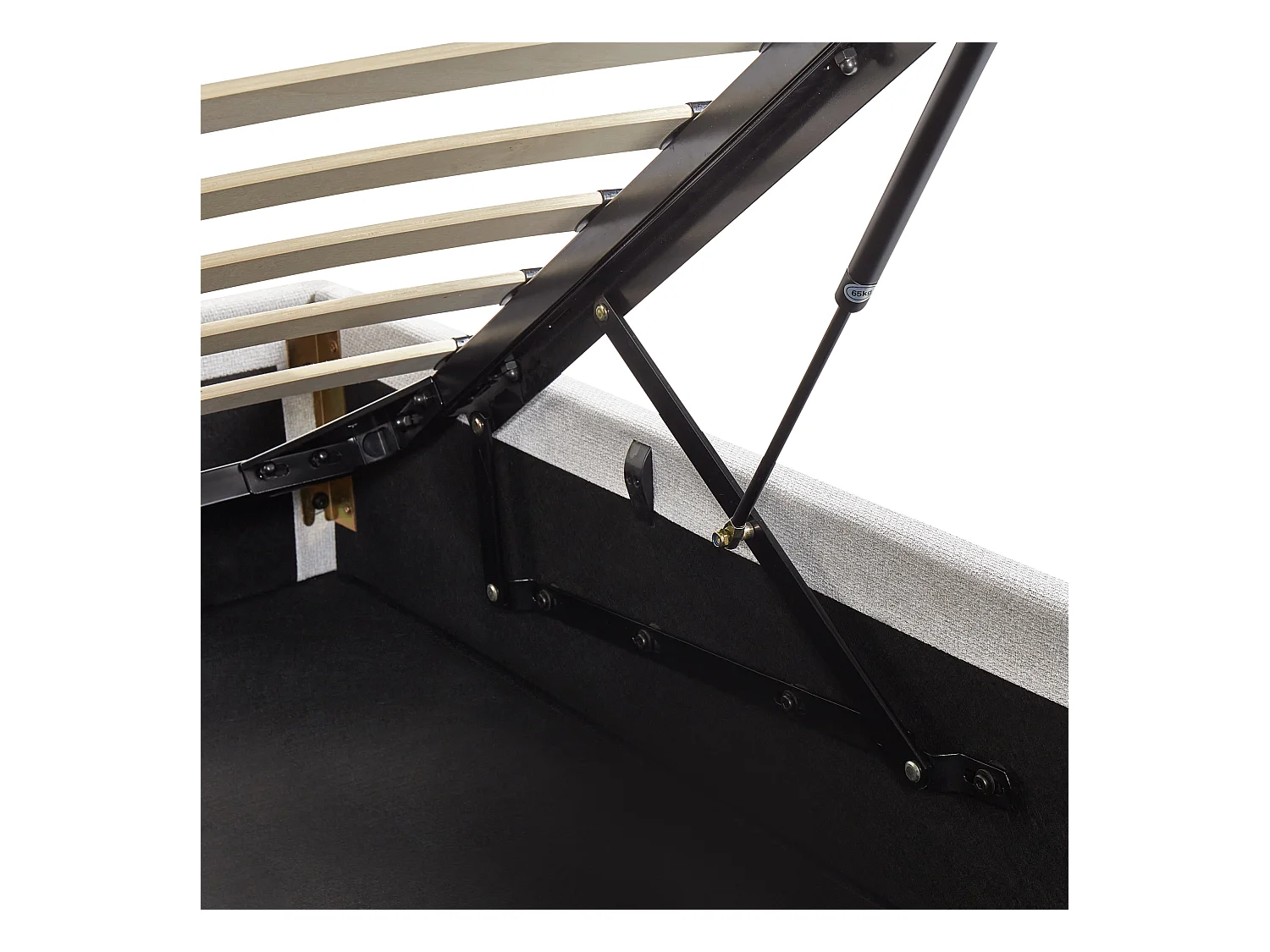 Lit ottoman sans tête de lit Tissu DINAN 90 x 200 cm Gris clair