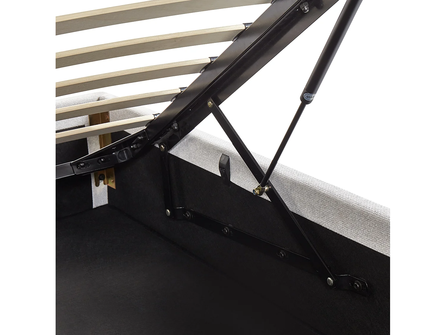 Lit ottoman sans tête de lit Tissu DINAN 90 x 200 cm Gris clair