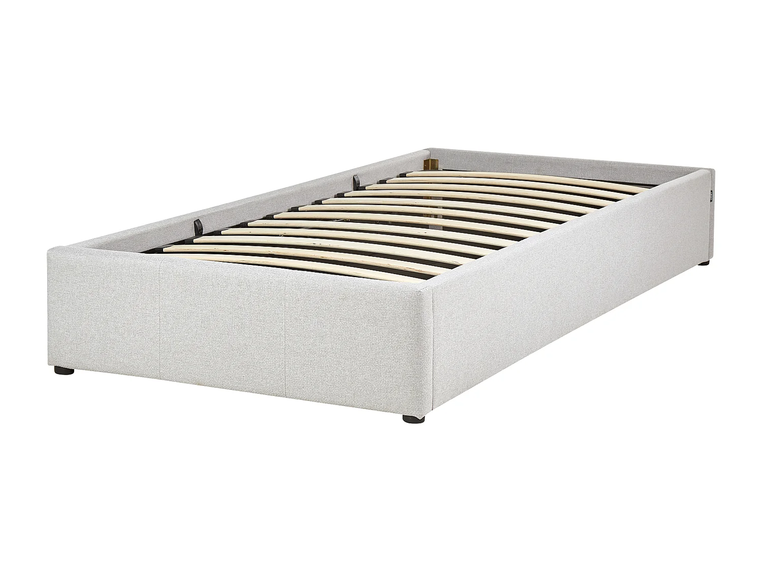 Lit ottoman sans tête de lit Tissu DINAN 90 x 200 cm Gris clair