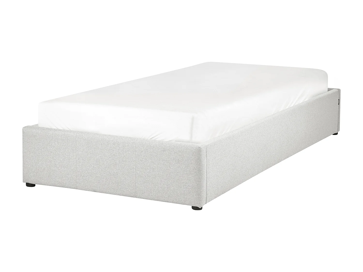 Lit ottoman sans tête de lit Tissu DINAN 90 x 200 cm Gris clair