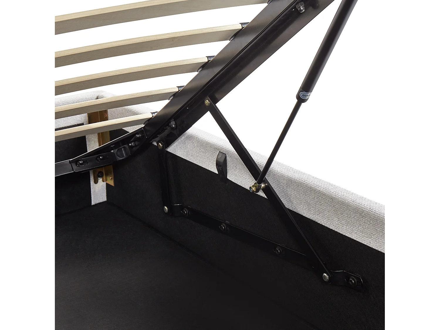 Lit ottoman sans tête de lit Tissu DINAN 90 x 200 cm Gris clair