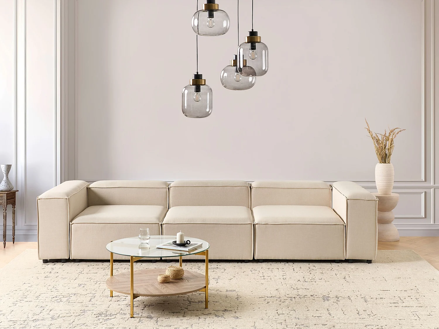 Divano modulare ARDAL Tessuto Beige 3 posti