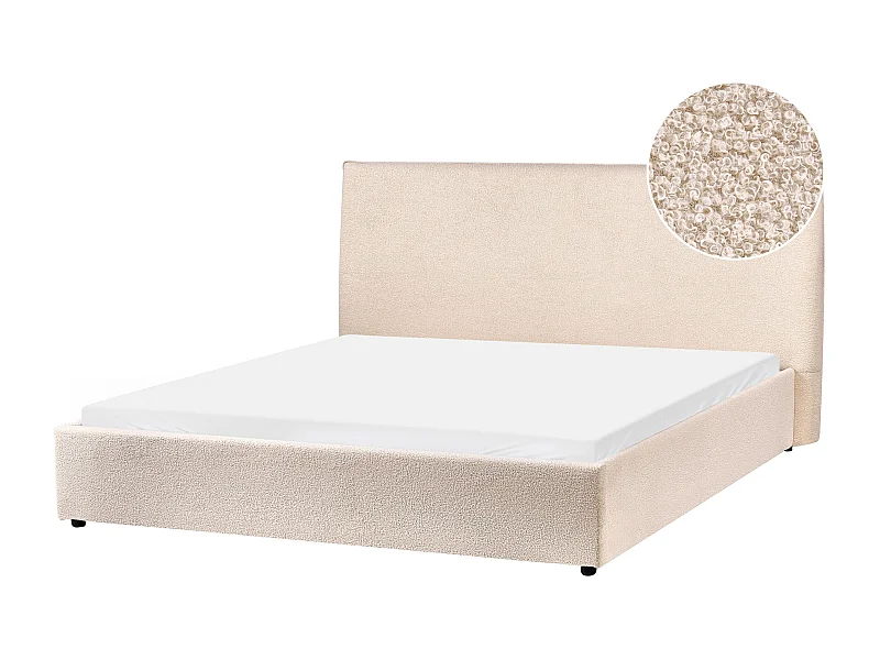 Lit avec sommier Bouclé LAVAUR 160 x 200 cm Beige