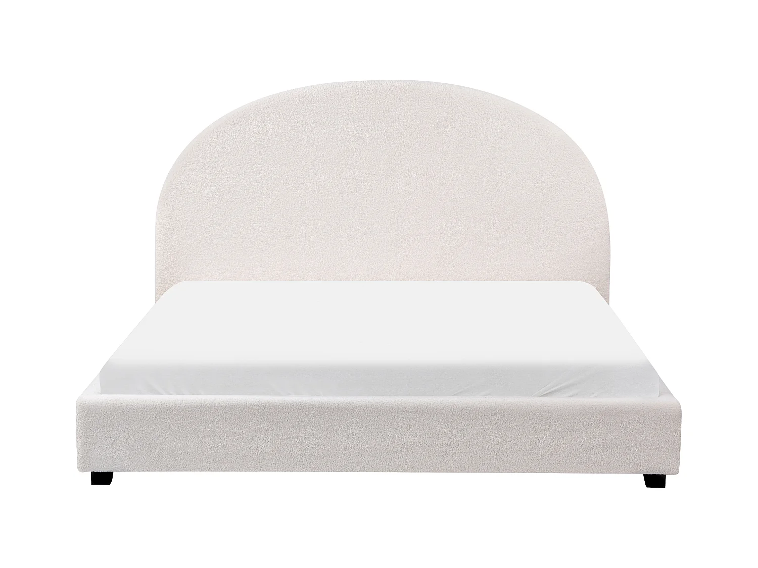 Bett mit Lattenrost Bouclé VAUCLUSE 160 x 200 cm Cremeweiss