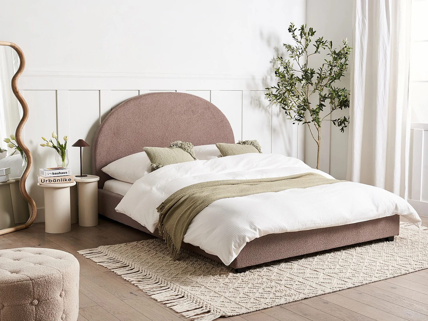 Lit avec sommier Bouclé VAUCLUSE 140 x 200 cm Taupe