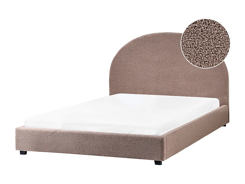 Bed Bouclé VAUCLUSE 140 x 200 cm Taupe