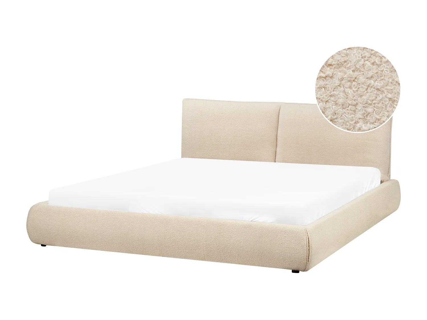 Cama Bouclé VINAY 180 x 200 cm Beige claro