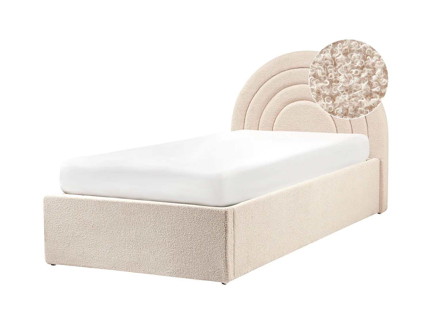 Lit ottoman enfant Bouclé ANET 90 x 200 cm Beige