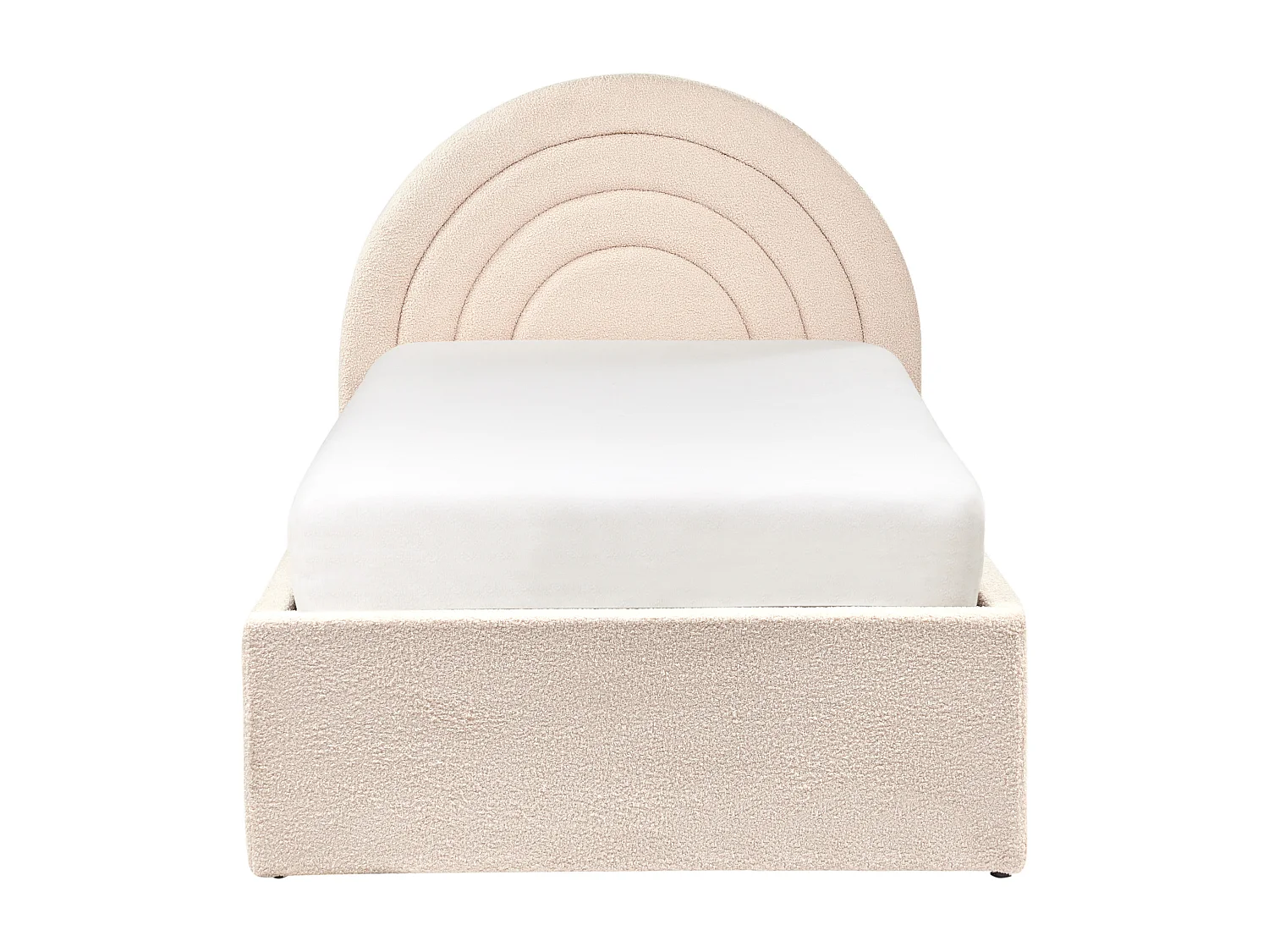 Polsterbett Bouclé beige mit Bettkasten hochklappbar 90 x 200 cm ANET