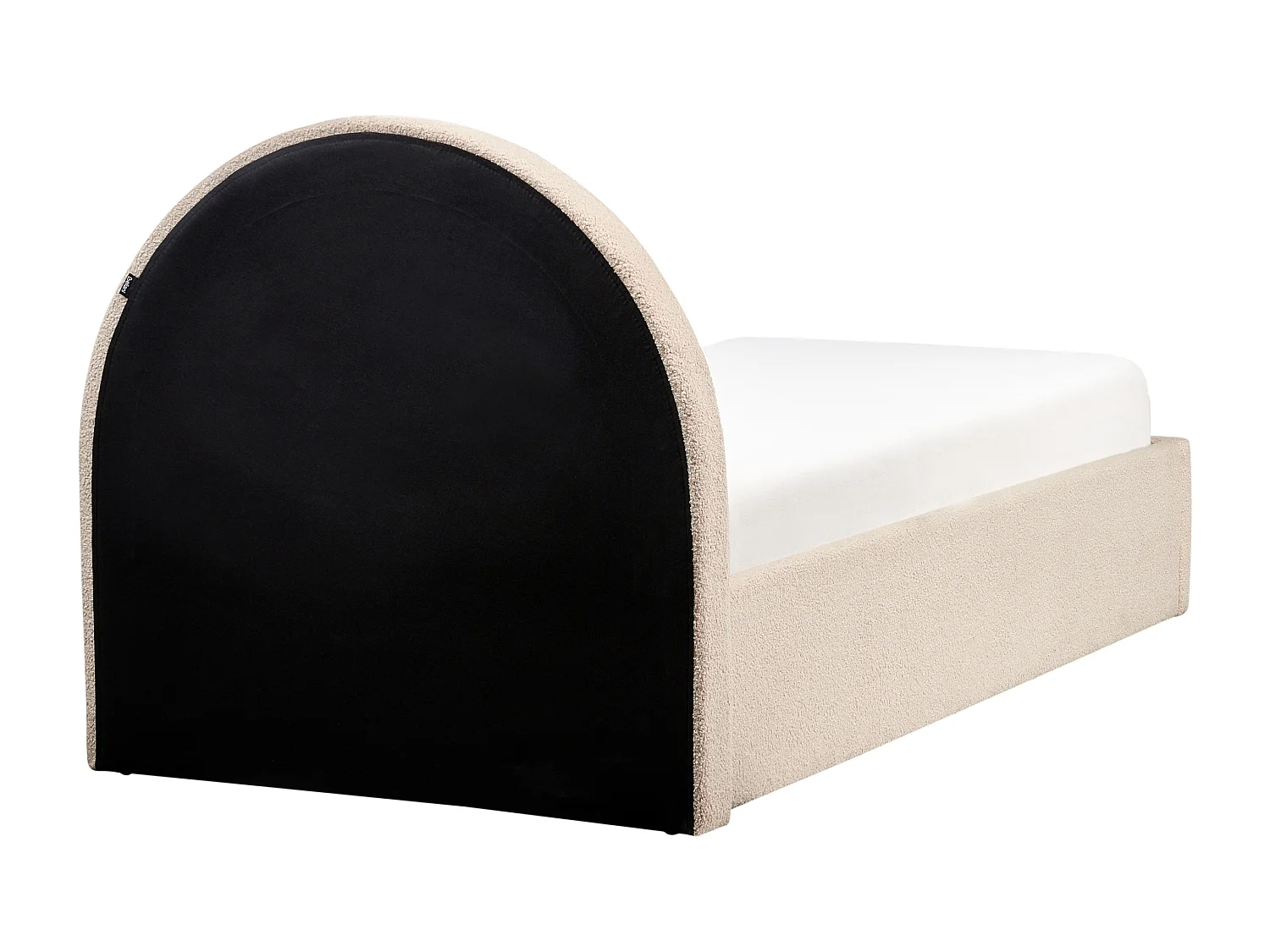 Polsterbett Bouclé beige mit Bettkasten hochklappbar 90 x 200 cm ANET