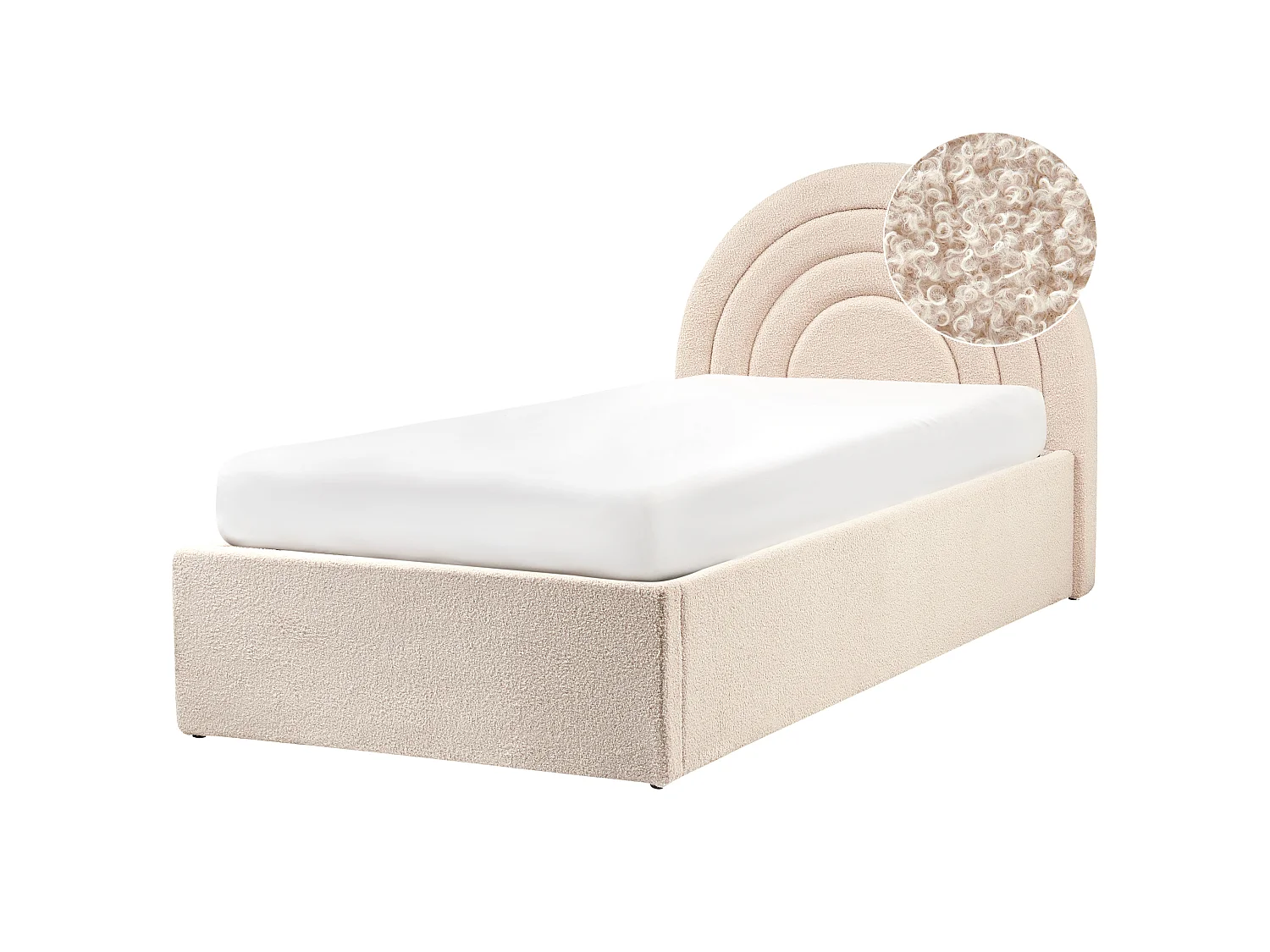 Kids Ottoman Bed ANET Boucle Beige 90 x 200 cm (EU Single)