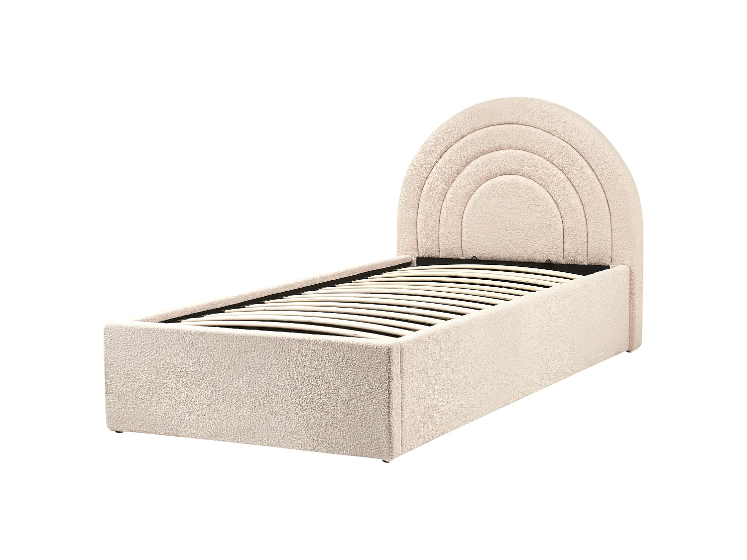 Kids Ottoman Bed ANET Boucle Beige 90 x 200 cm (EU Single)