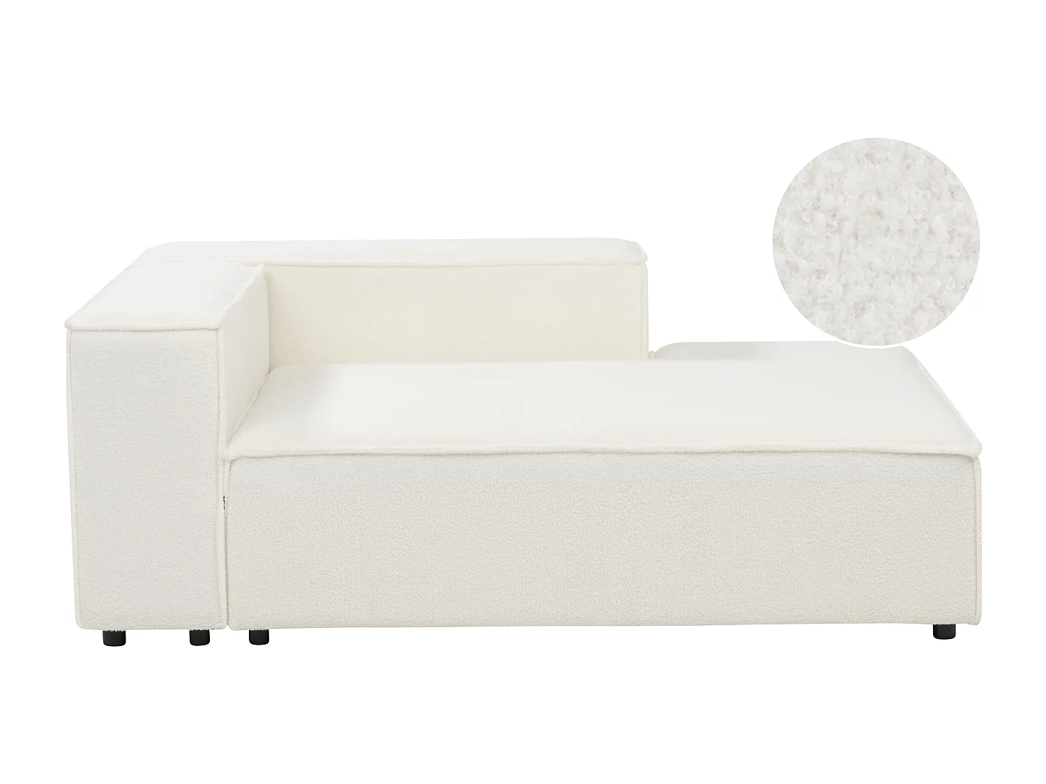 Chaise longue bouclé wit linkszijdig APRICA