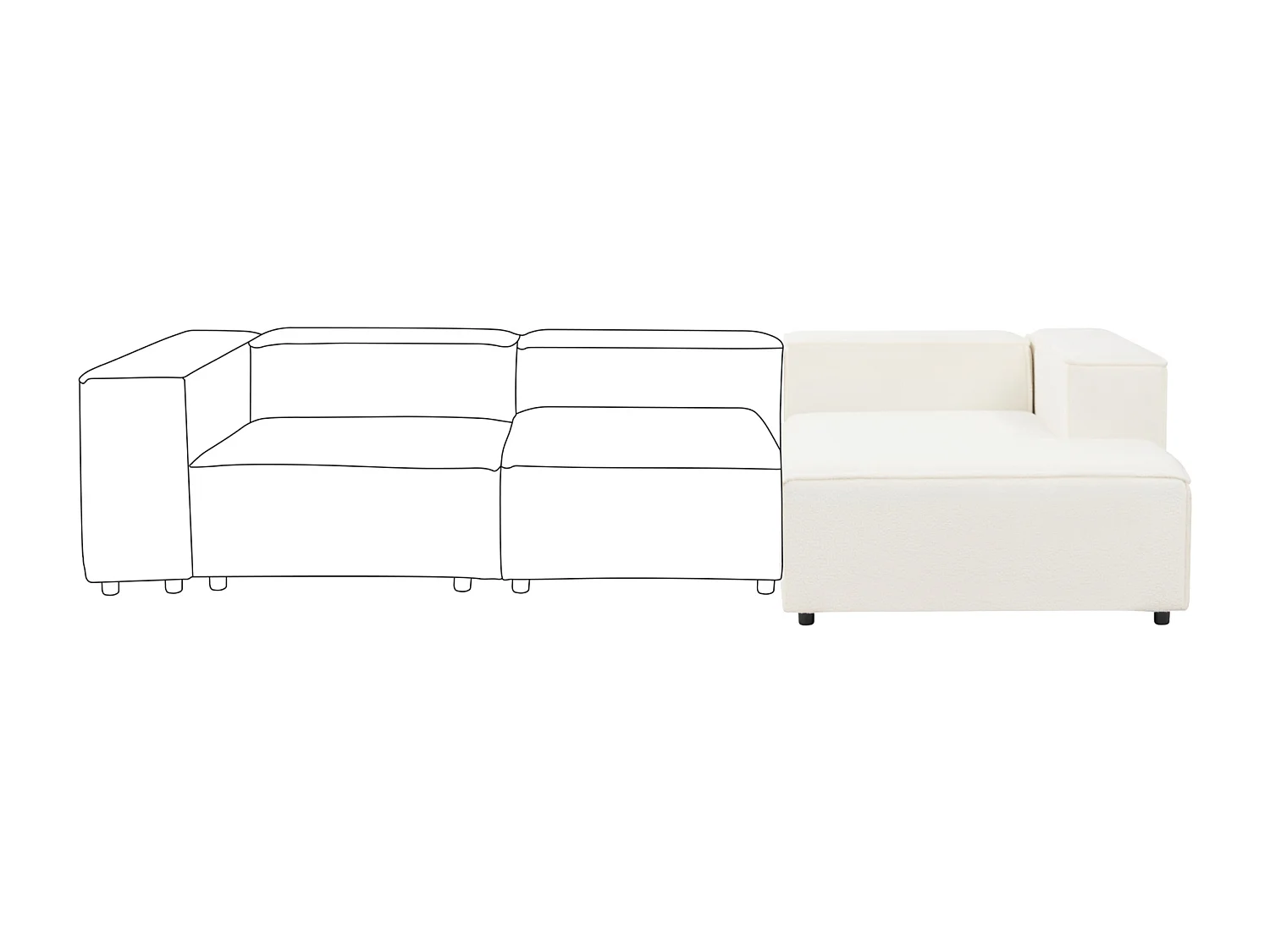 Chaise longue bouclé wit linkszijdig APRICA