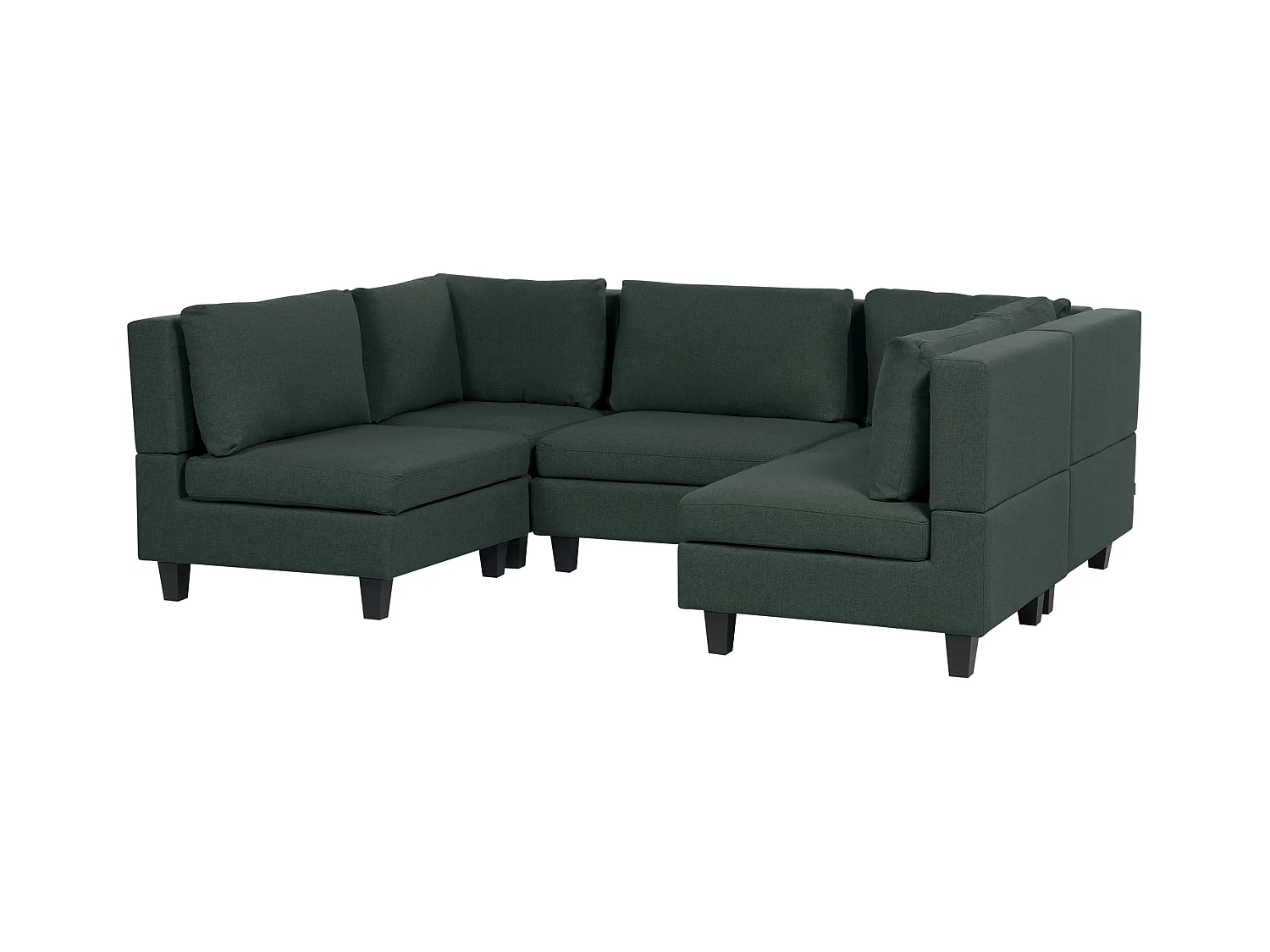 Canapé modulable en forme de U 5 places UNSTAD Tissu Vert foncé avec ottoman
