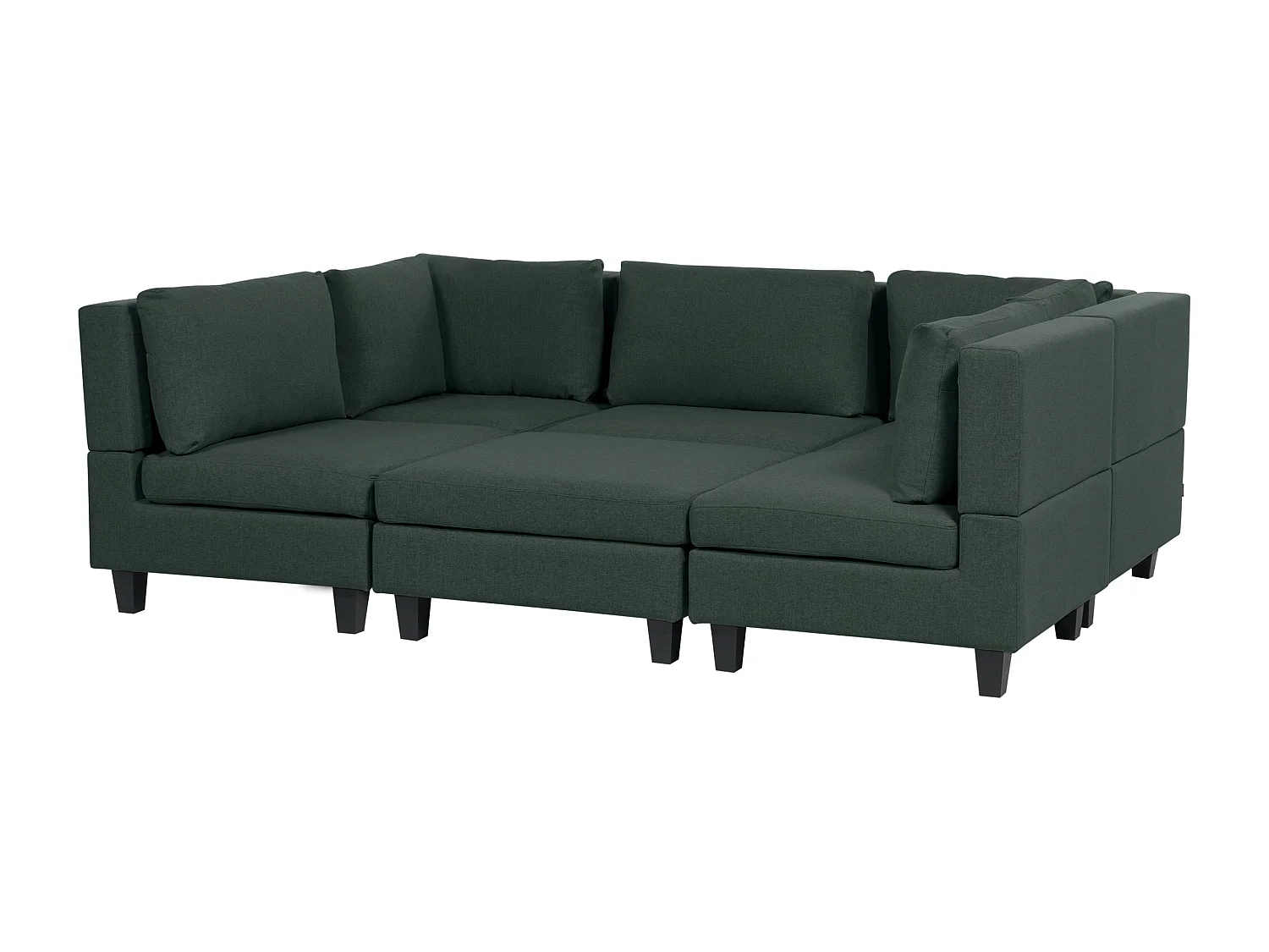 Canapé modulable en forme de U 5 places UNSTAD Tissu Vert foncé avec ottoman