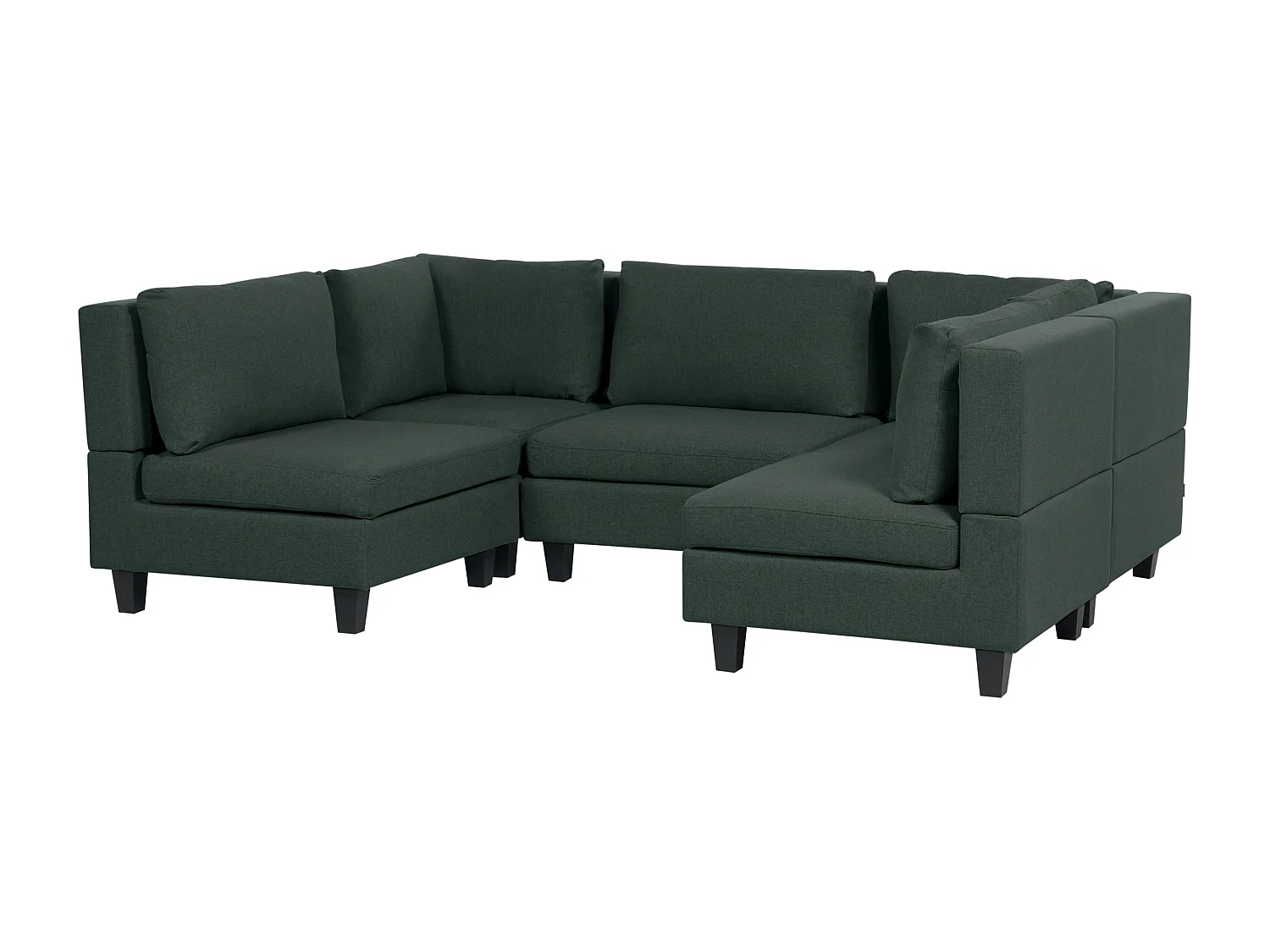 Canapé modulable en forme de U 5 places UNSTAD Tissu Vert foncé avec ottoman