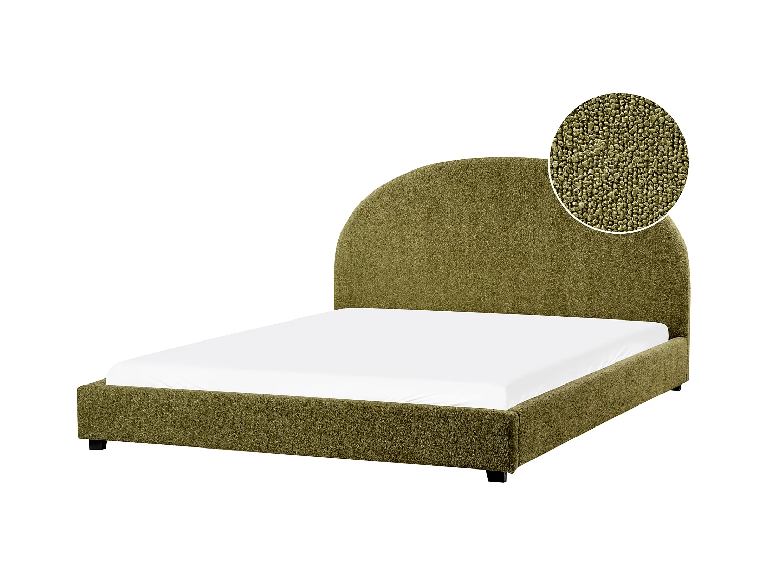 Cama Bouclé VAUCLUSE 180 x 200 cm Verde oliva
