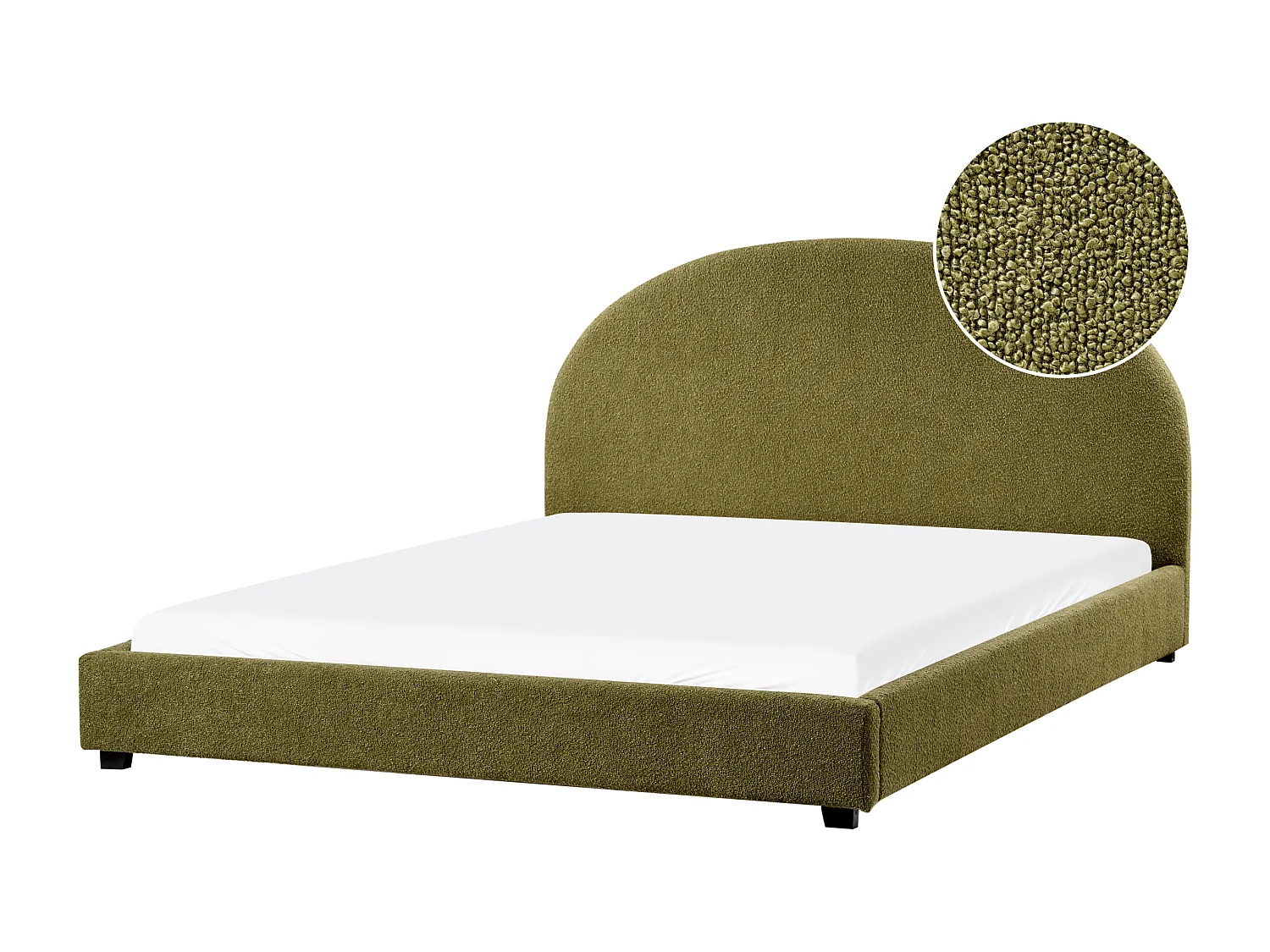 Cama Bouclé VAUCLUSE 180 x 200 cm Verde oliva